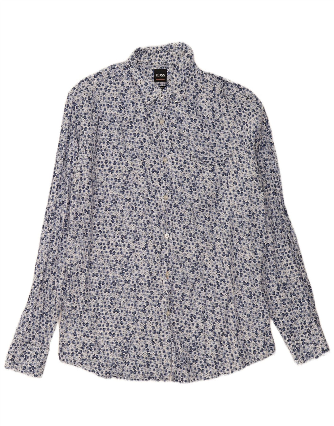 Camicia da uomo dalla vestibilità regolare Hugo Boss, grande blu geometrica