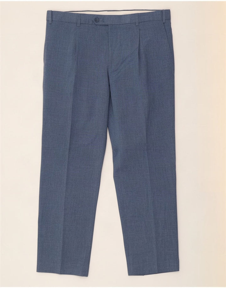 Pantaloni da abito vestibilità regolare Marks & Spencer da uomo W38 L31 poliestere blu