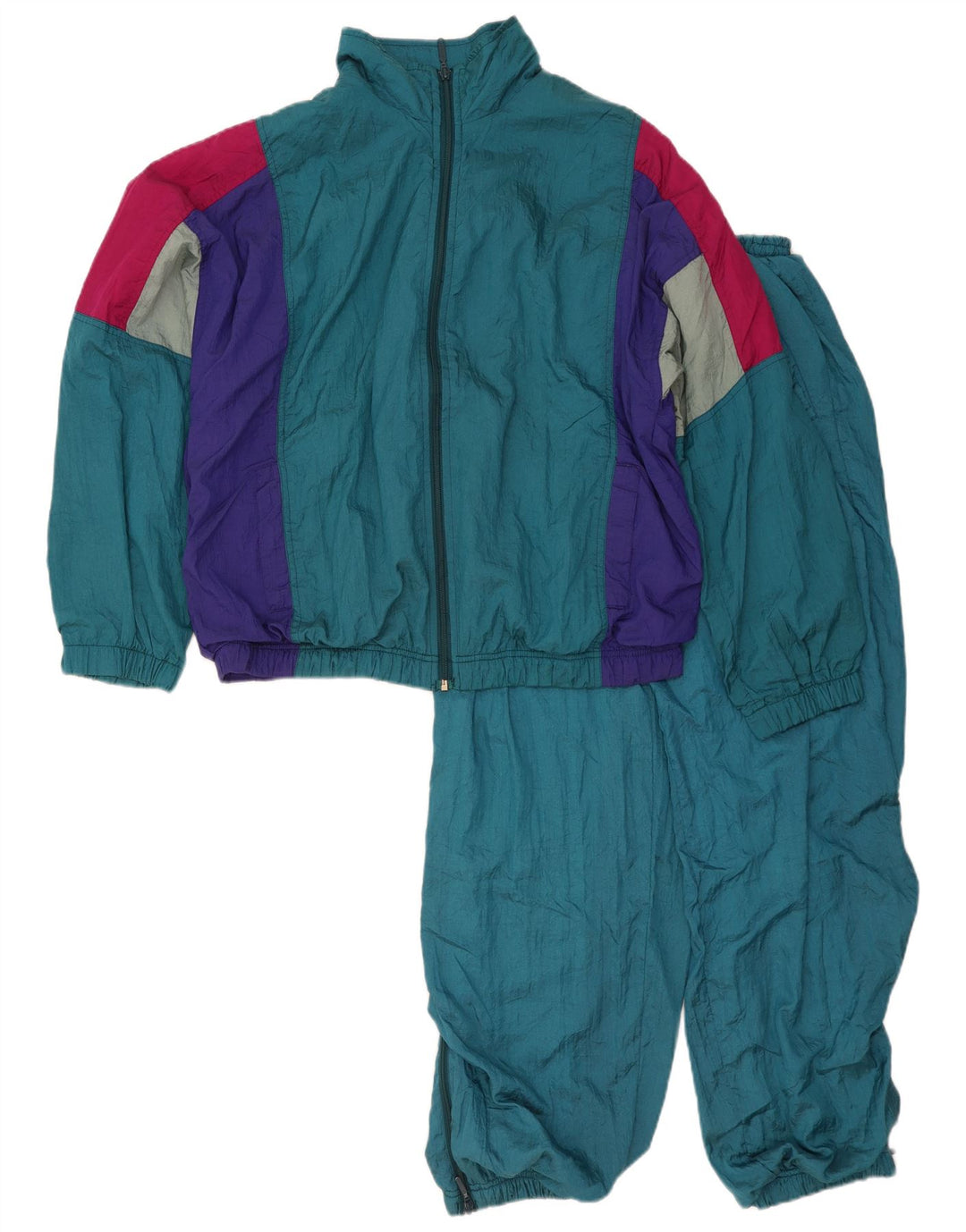 Tuta intera vintage da uomo vestibilità ampia IT 48/50 color block blu medio