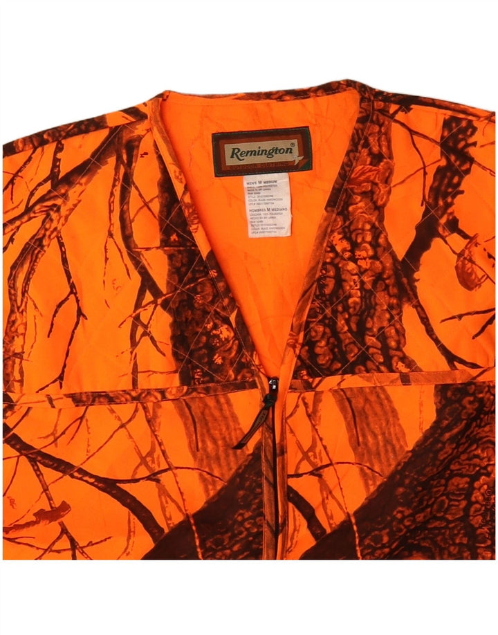 Gilet da uomo vintage UK 38 poliestere mimetico arancione medio