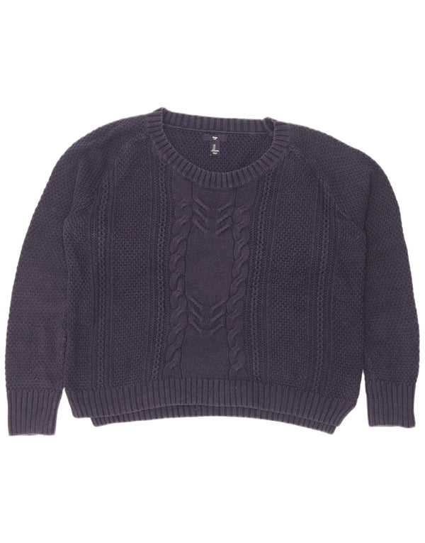 Gap Donna Maglione Crop Oversize con Collo a Barca UK 16 Large Blu Navy