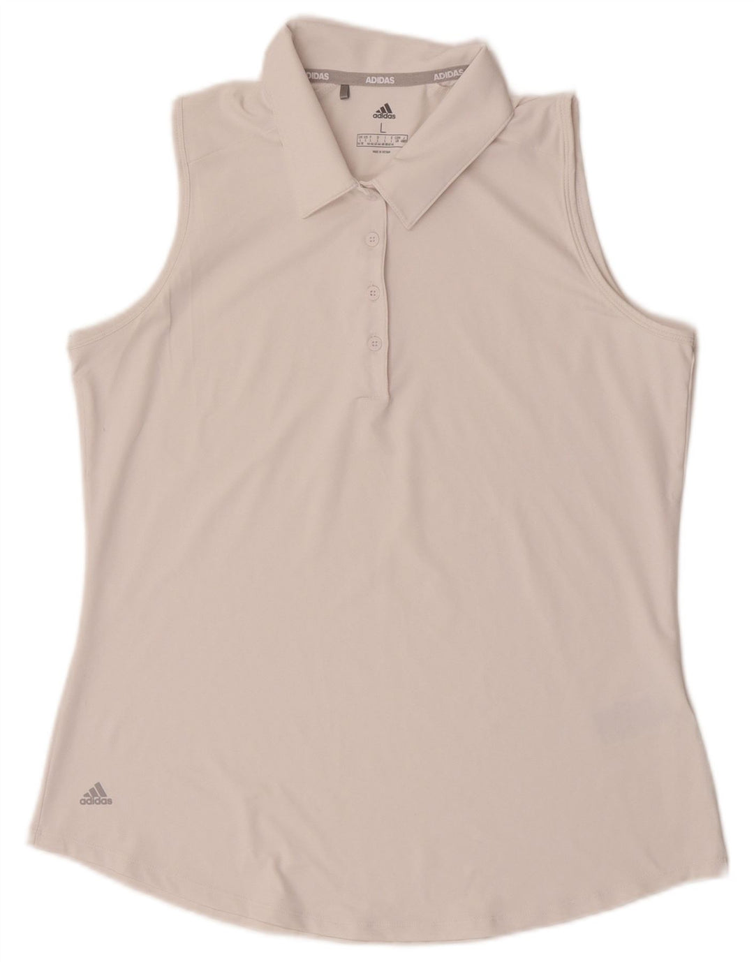 Polo senza maniche da donna Adidas UK 16/18 grande poliestere bianco