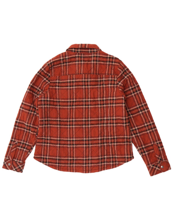Dickies Camicia in flanella da boscaiolo da donna UK 16 Grande cotone scozzese marrone