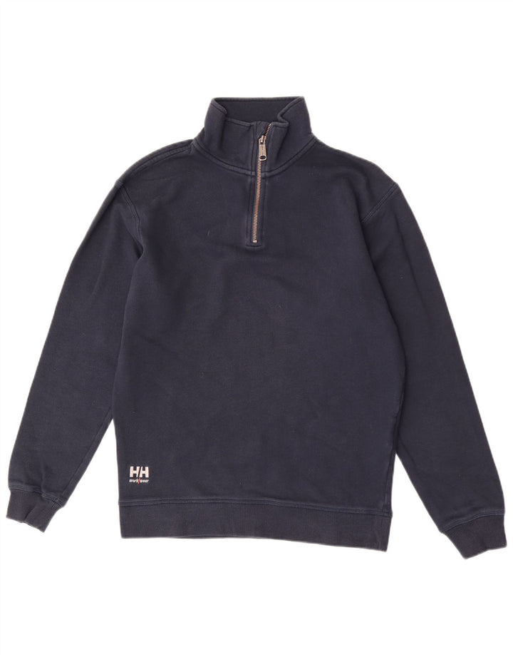 Felpa da uomo con collo con zip Helly Hansen, cotone medio blu navy