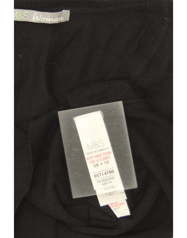 Maglione da donna con scollo a V Marks & Spencer UK 10 piccolo in viscosa nera