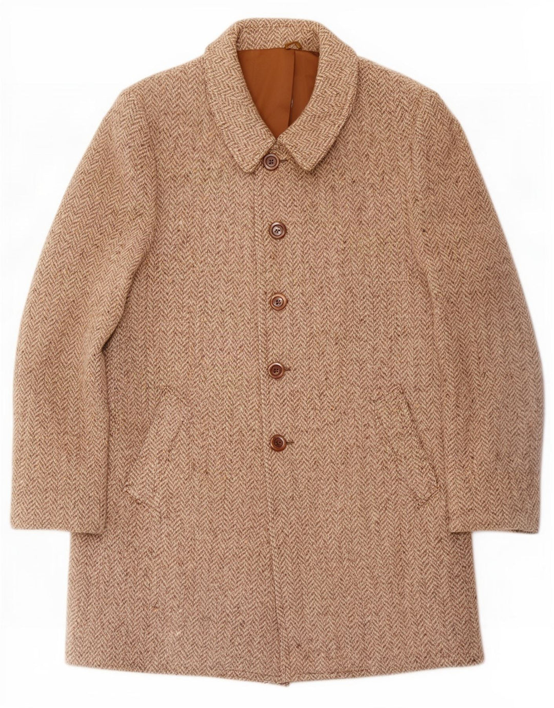 Soprabito vintage da uomo UK 36 piccolo a spina di pesce beige