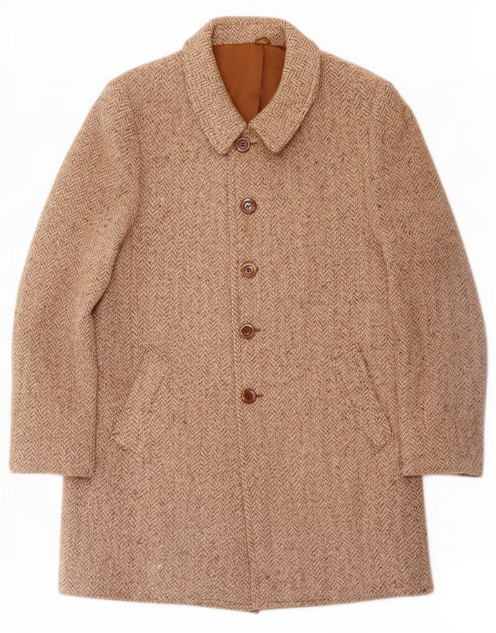 Soprabito vintage da uomo UK 36 piccolo a spina di pesce beige