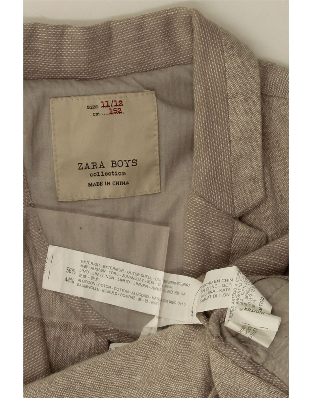 Giacca blazer a 2 bottoni Zara da ragazzo 11-12 anni in lino beige