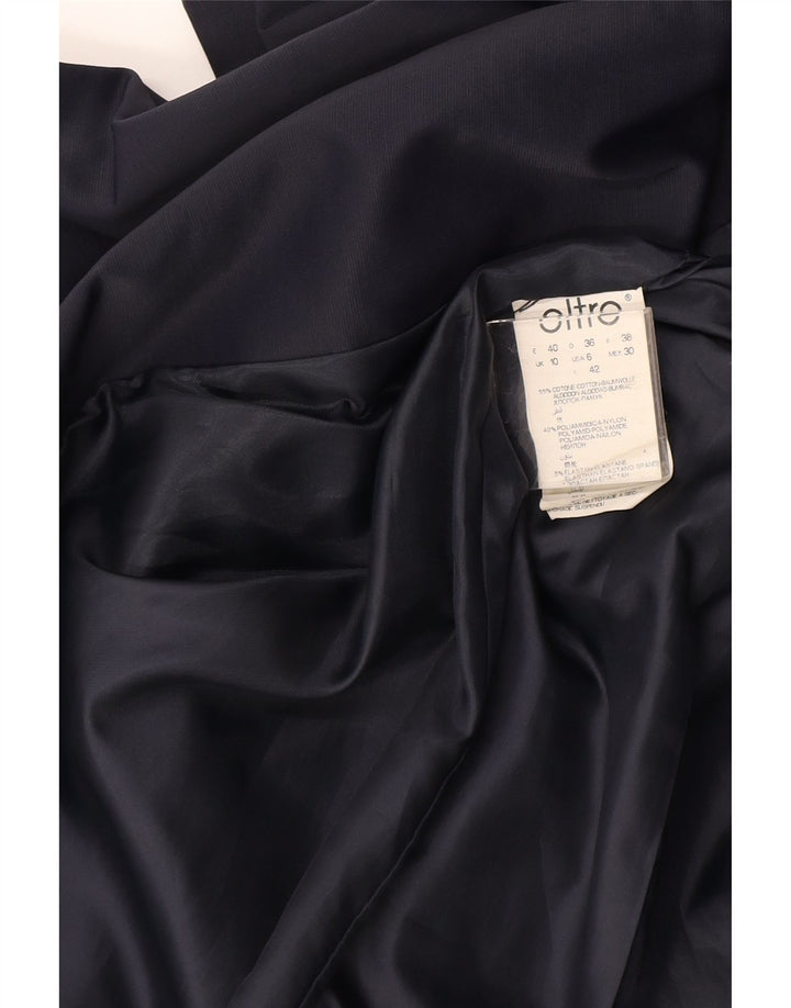 OLTRE Cappotto da donna con maniche a 3/4 UK 10 Small Blu Navy Cotone