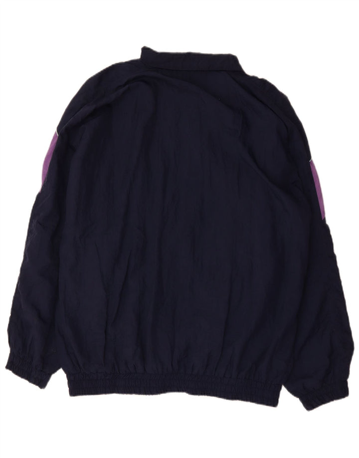 Giacca da ginnastica vintage da uomo XL in poliammide color block blu navy