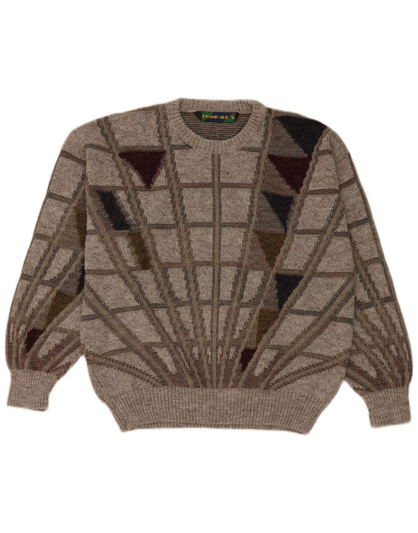 Maglione girocollo da uomo Frank Alexs IT 50 Lana geometrica grigio medio