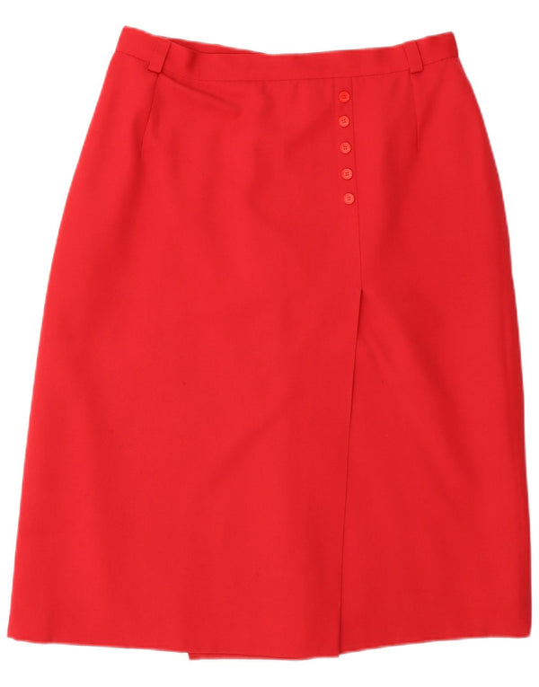 Gonna a trapezio da donna vintage W30 in lana rossa media