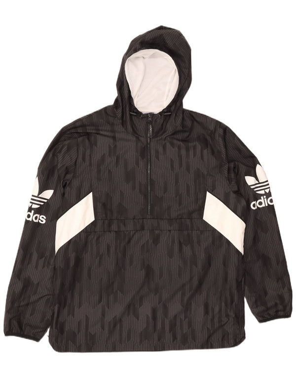 Giacca anorak con cappuccio grafico da uomo Adidas UK 42 XL color block nero