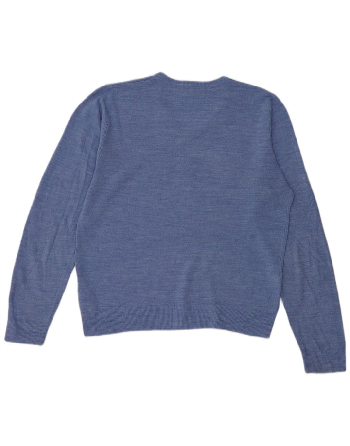 Maglione da uomo Marks & Spencer vestibilità regolare con scollo a V, acrilico blu medio