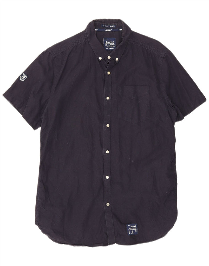Camicia a maniche corte da uomo Superdry XL in cotone blu navy