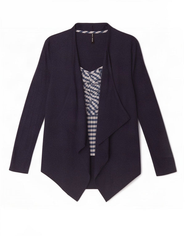 Camicetta a maniche lunghe da donna Marks & Spencer Top UK 8 Small Blu Navy a quadretti