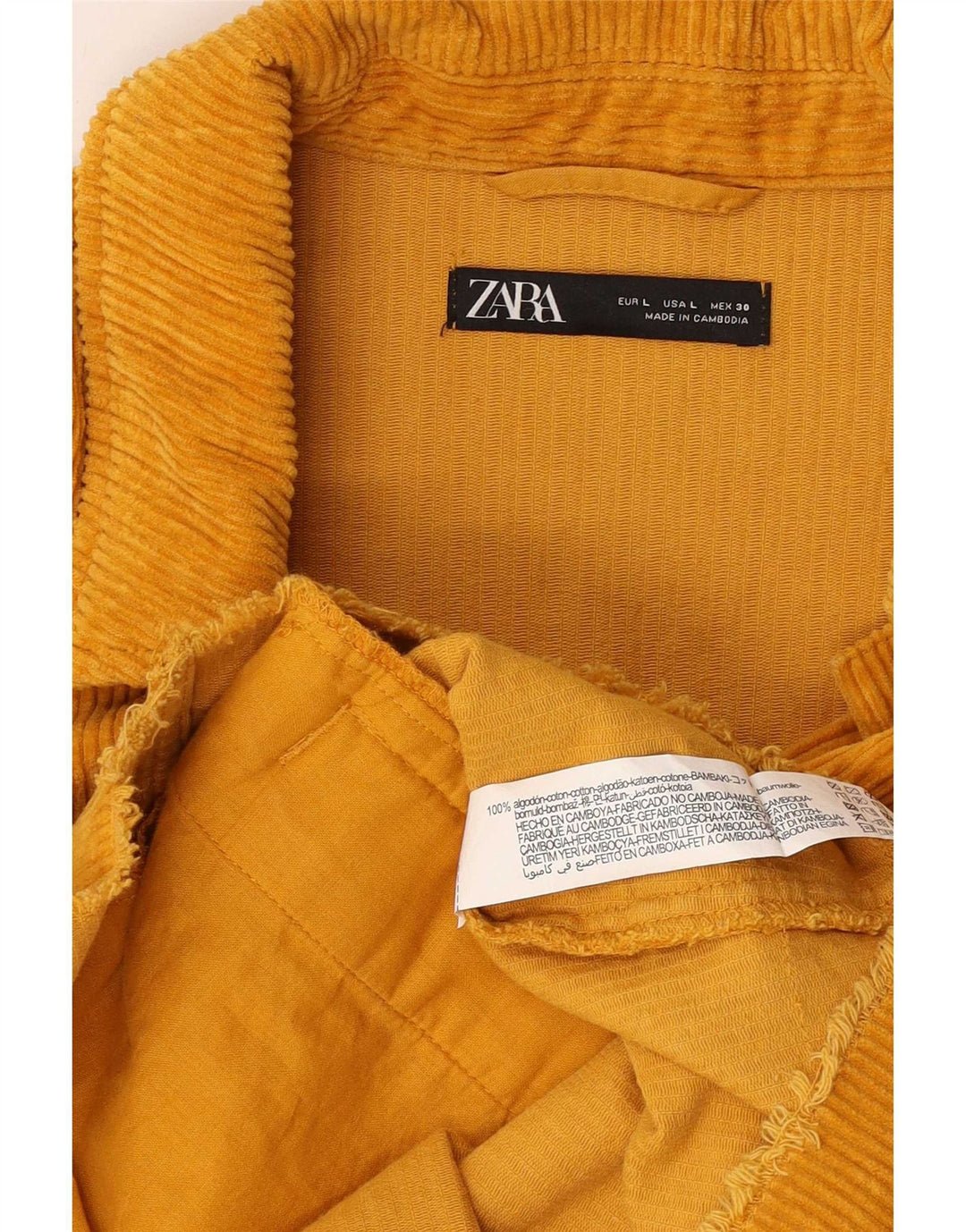 Giacca da donna oversize in velluto a coste Zara UK 16 grande in cotone giallo