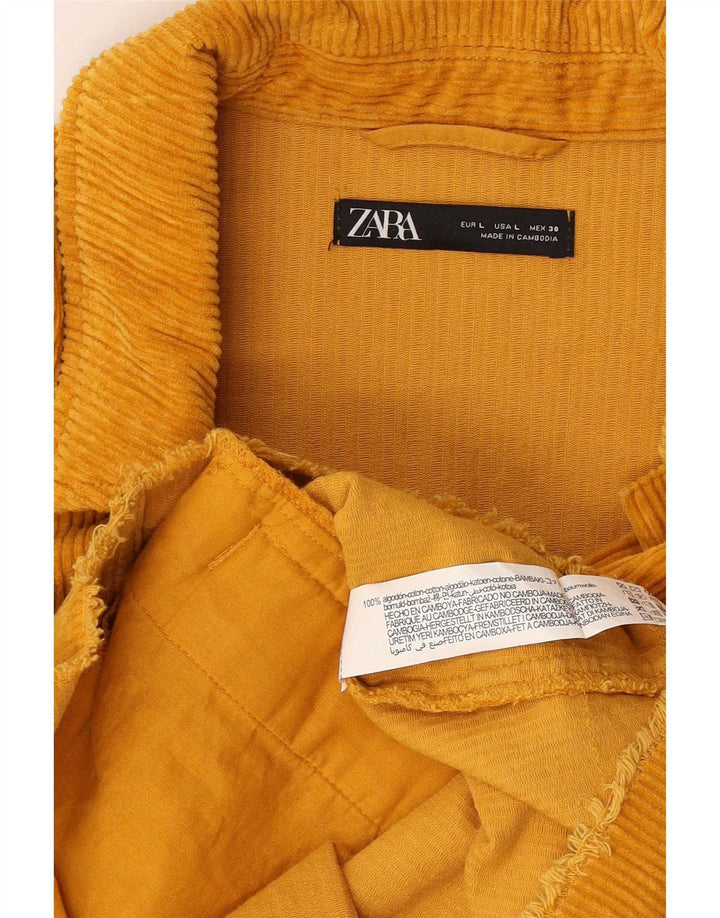 Giacca da donna oversize in velluto a coste Zara UK 16 grande in cotone giallo