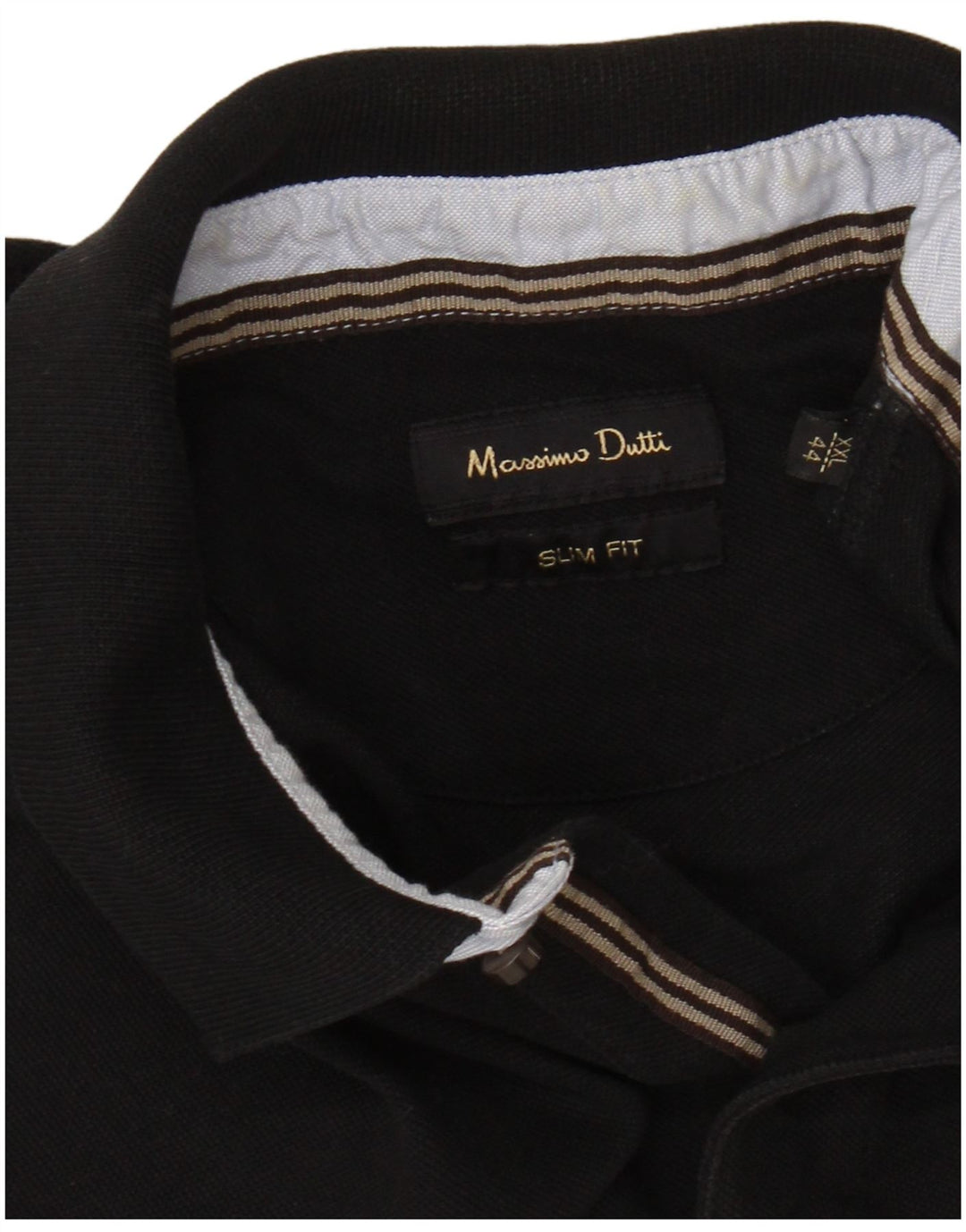 MASSIMO DUTTI Mens Slim Fit Polo Shirt 2XL Black