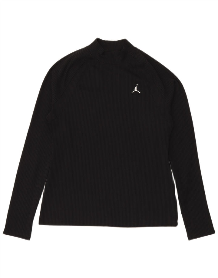 Maglia attillata da donna Jordan a maniche lunghe UK 16 grande poliestere nero