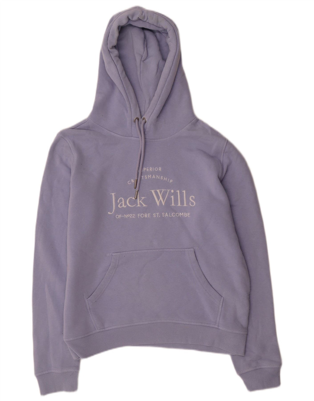 JACK WILLS Felpa con cappuccio grafica da donna UK 12 Cotone viola medio