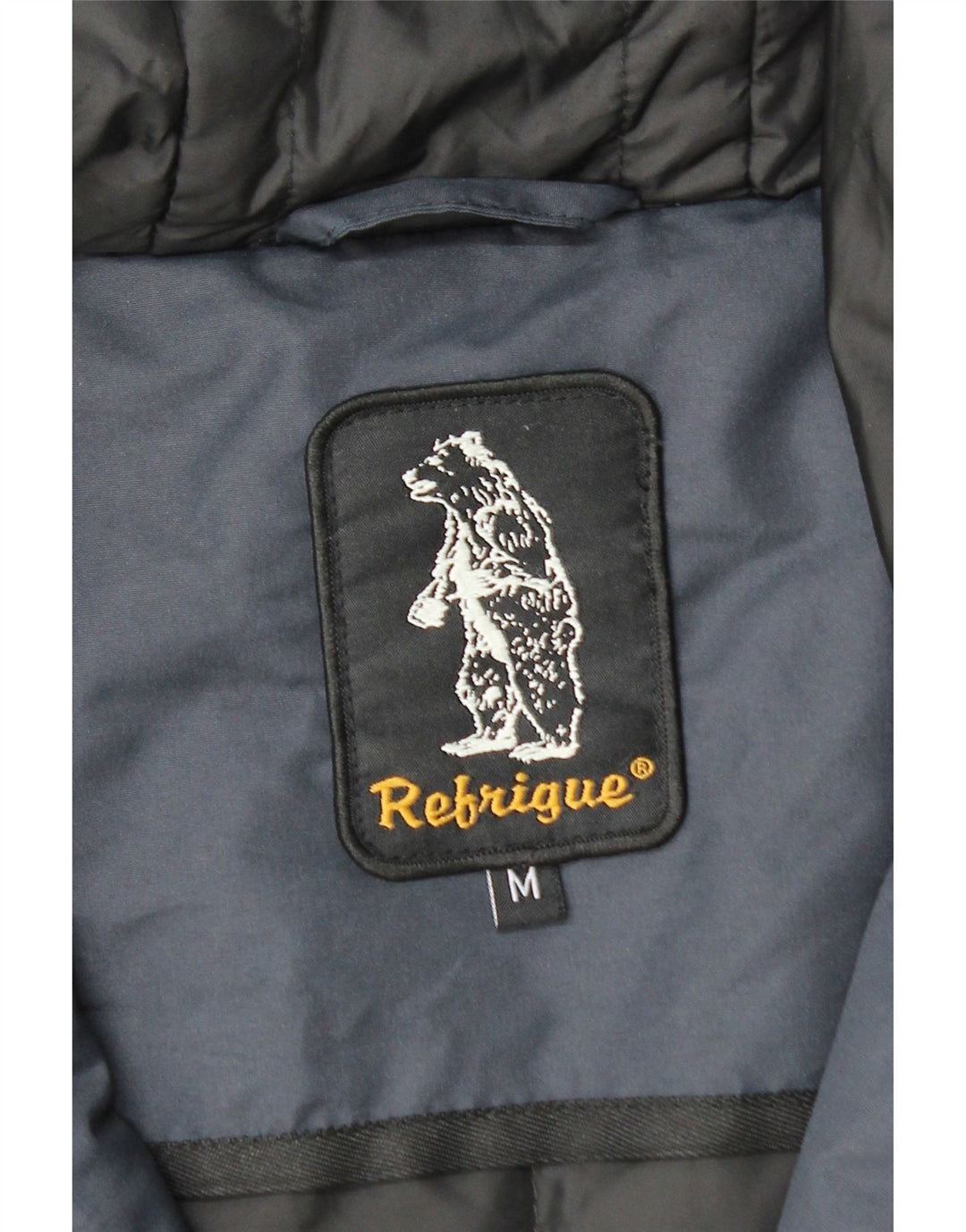 Giacca parka con cappuccio da uomo Refrigue UK 38 poliestere medio blu navy