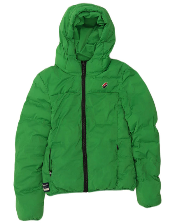 Giacca imbottita con cappuccio da donna Superdry UK 8 Small Verde Poliestere