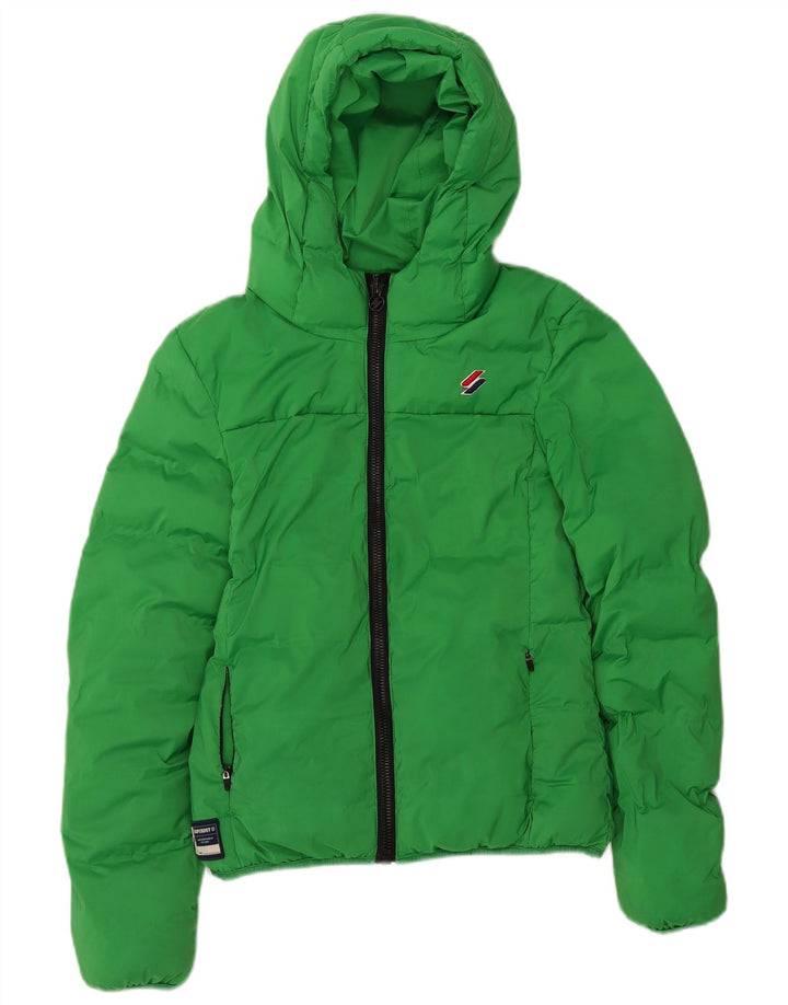 Giacca imbottita con cappuccio da donna Superdry UK 8 Small Verde Poliestere