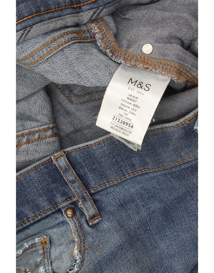 Jeans dritti vestibilità regolare da uomo Marks & Spencer W40 L33 cotone blu