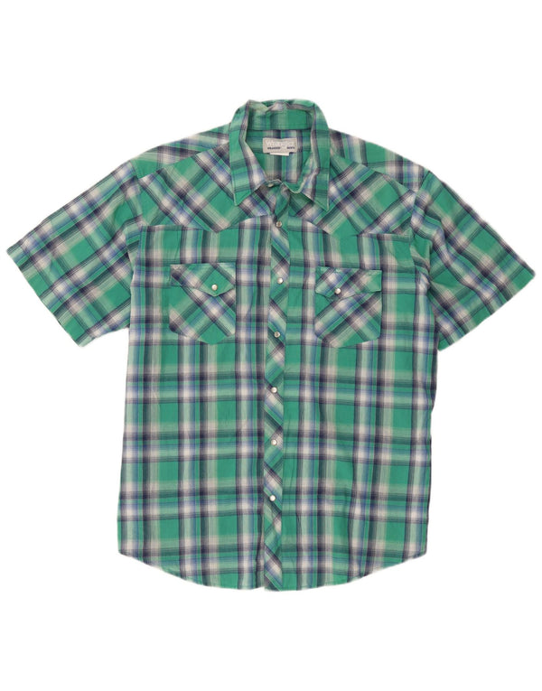 Camicia a maniche corte da uomo Wrangler XL in cotone a quadri verdi