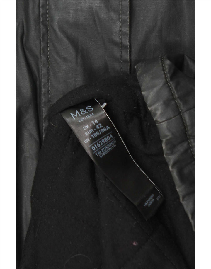 Giacca Parka cerata con cappuccio da donna Marks & Spencer UK 14 grande grigia