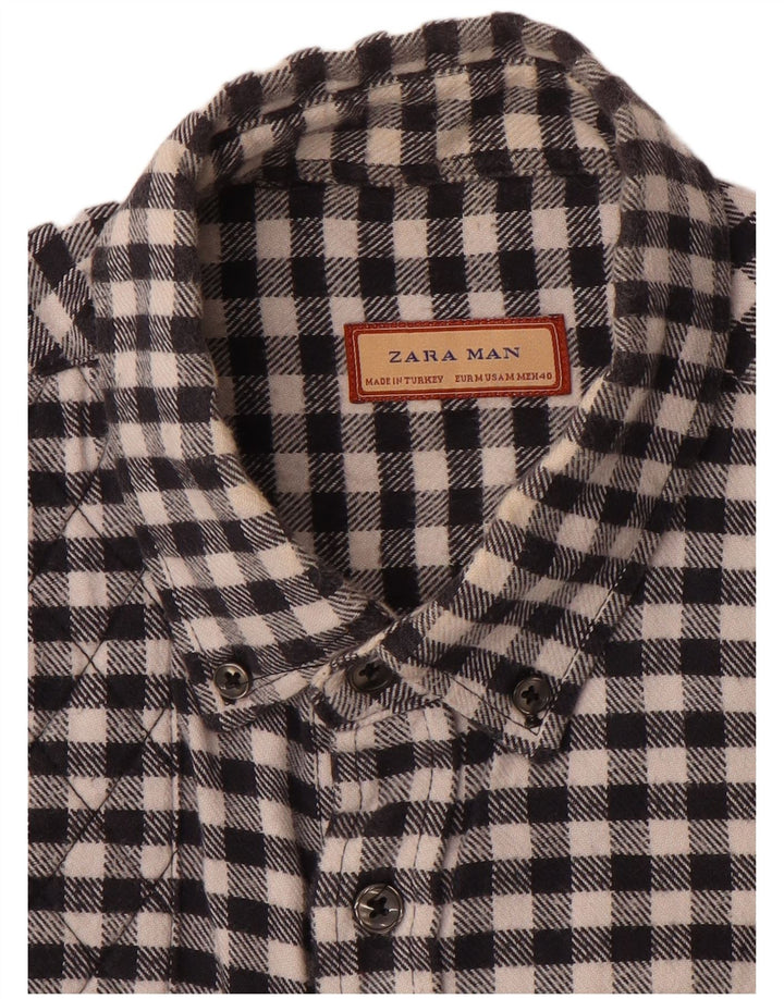 Camicia Zara da uomo in flanella a quadretti nera media