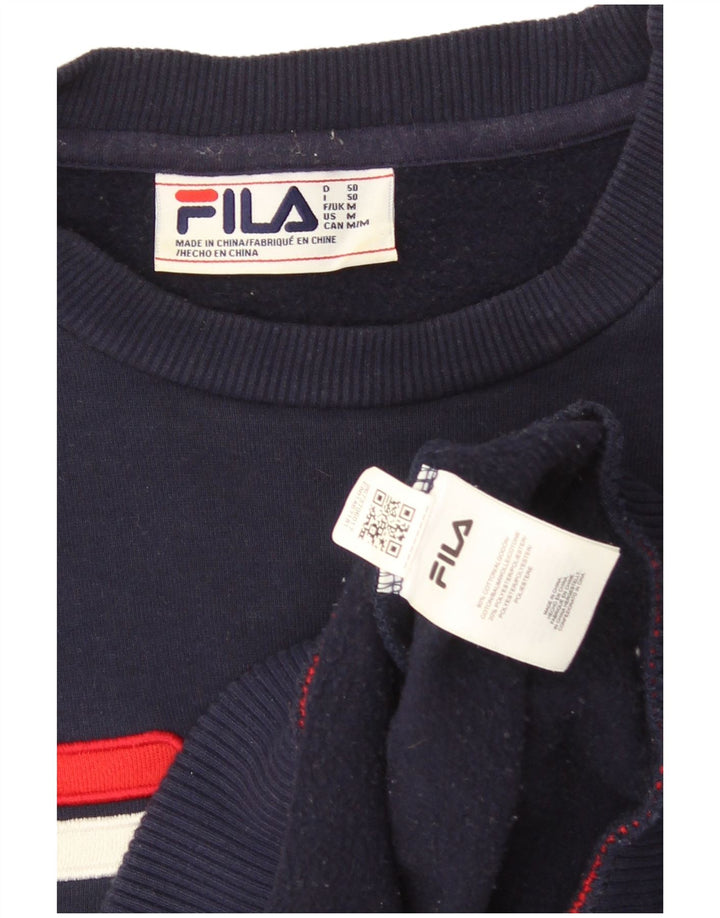 Felpa grafica da uomo Fila, maglione medio, cotone blu navy
