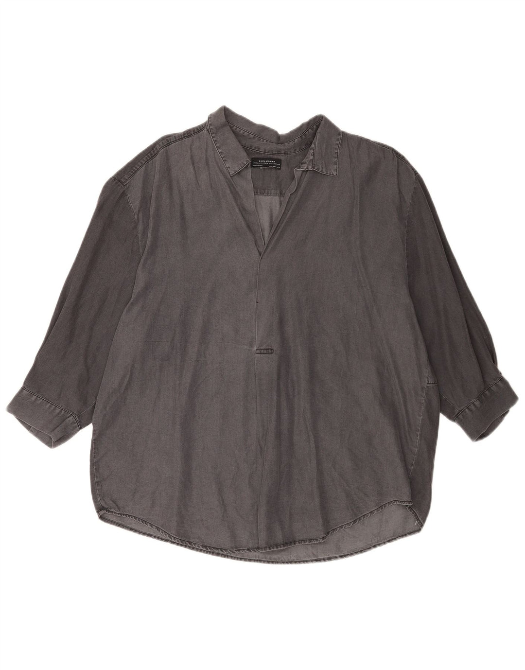Maglia pullover oversize da donna Zara con maniche a 3/4 UK 18 XL Lyocell grigio