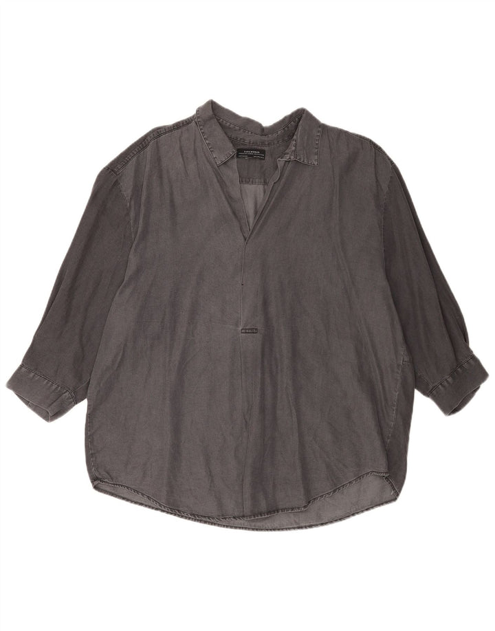 Maglia pullover oversize da donna Zara con maniche a 3/4 UK 18 XL Lyocell grigio