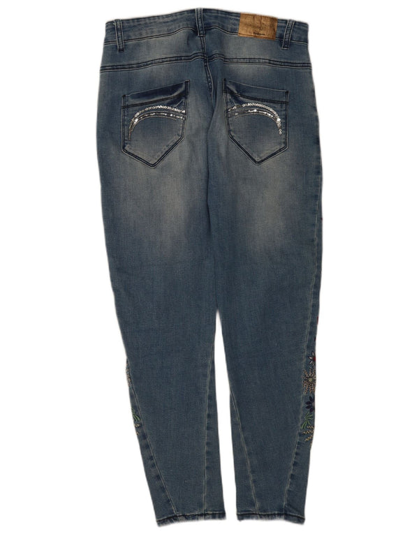 Jeans slim invecchiati Desigual da donna W26 L26 blu floreale