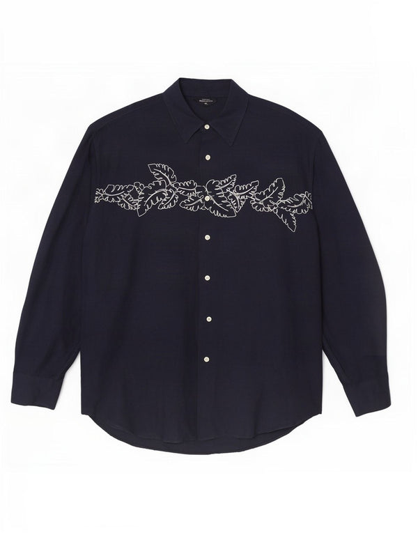 Camicia da uomo Nautica XL Lino floreale blu navy