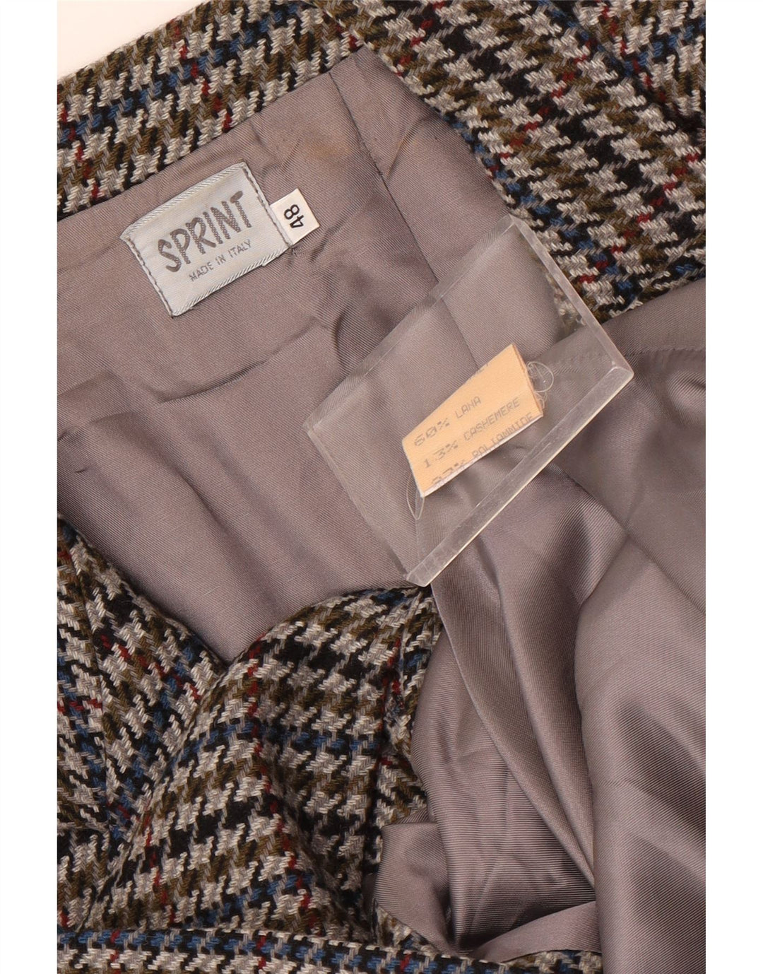 Giacca blazer vintage da donna a 2 bottoni IT 48 XL pied de poule multicolore