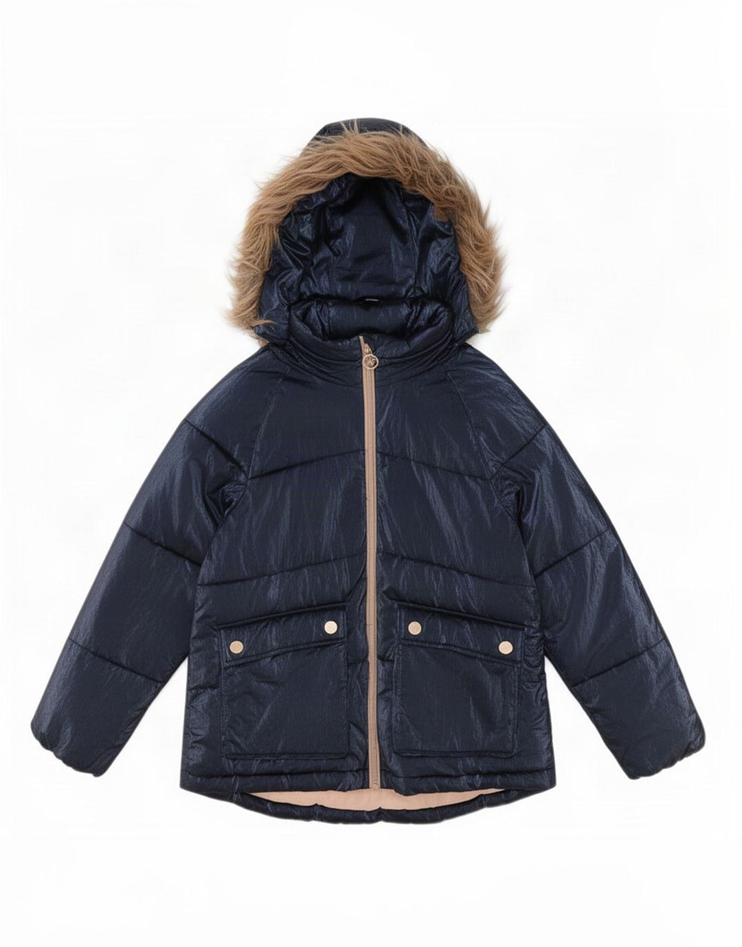 Giacca imbottita con cappuccio per ragazze Michael Kors 10-11 anni in poliestere blu navy