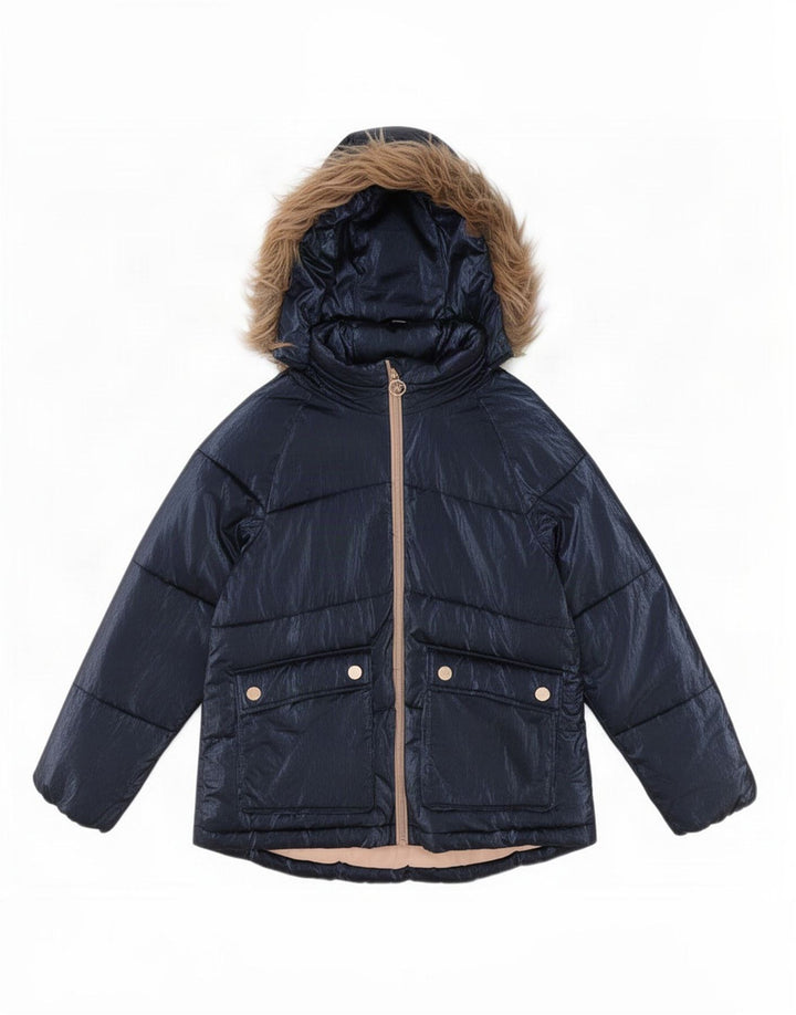 Giacca imbottita con cappuccio per ragazze Michael Kors 10-11 anni in poliestere blu navy