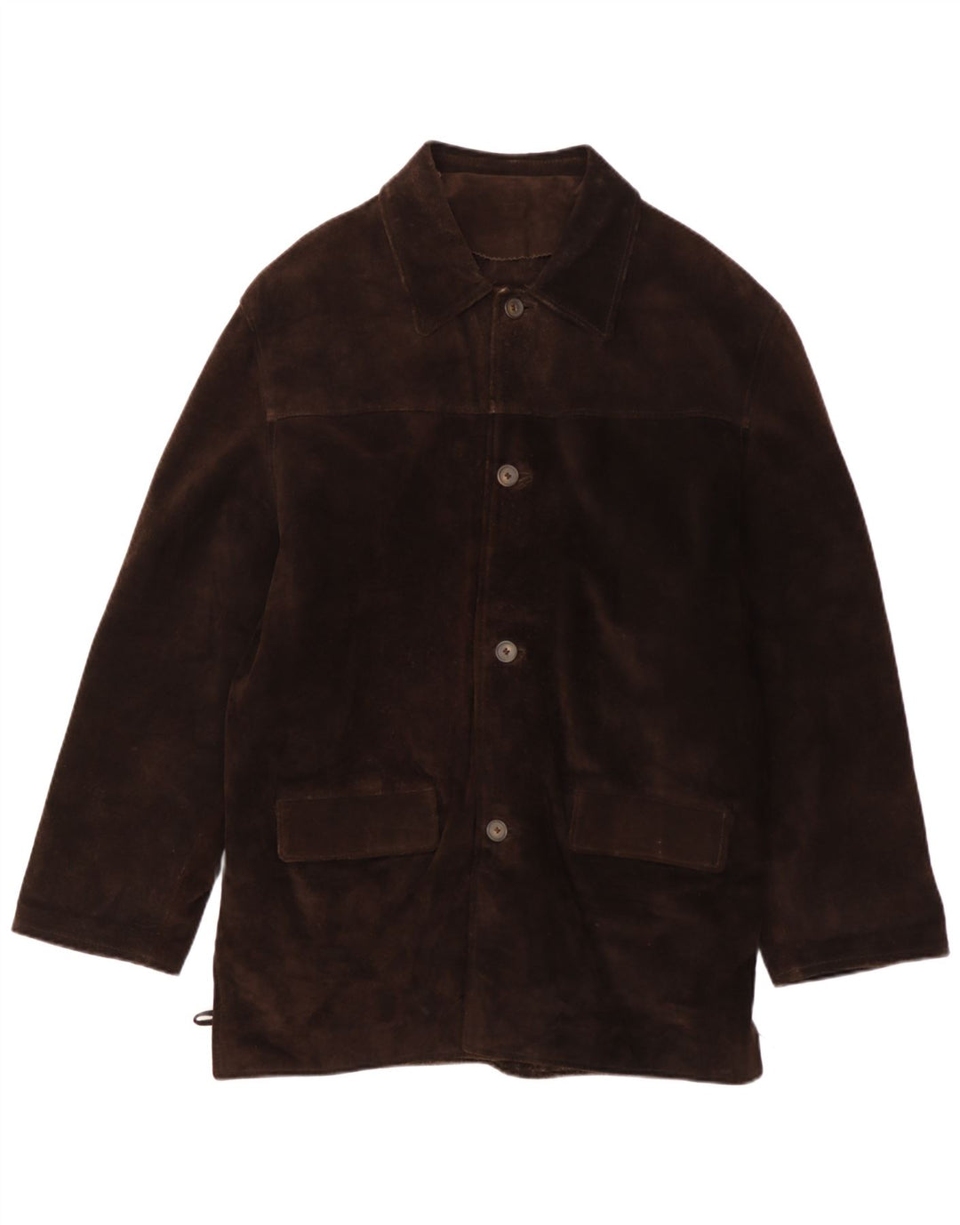 Cappotto vintage da uomo in pelle scamosciata giacca a vento UK 40 grande in pelle marrone