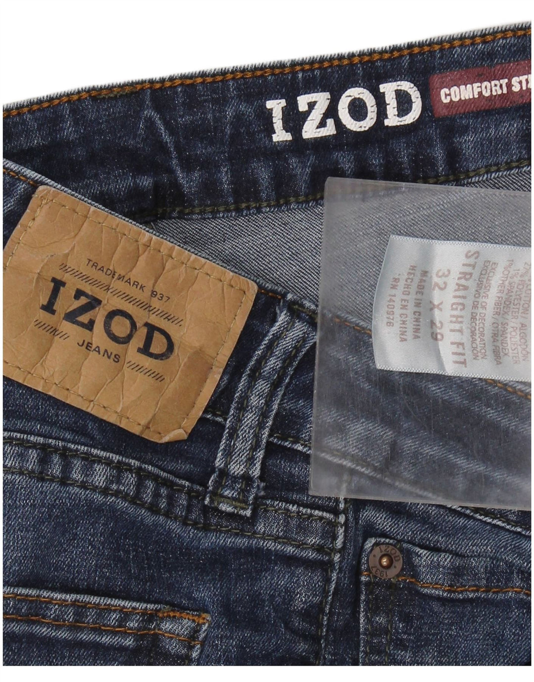Jeans dritti da uomo Izod Comfort Fit W32 L29 cotone blu