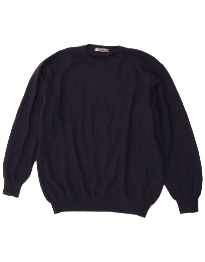 Maglione maglione girocollo da uomo Zara XL in lana blu navy