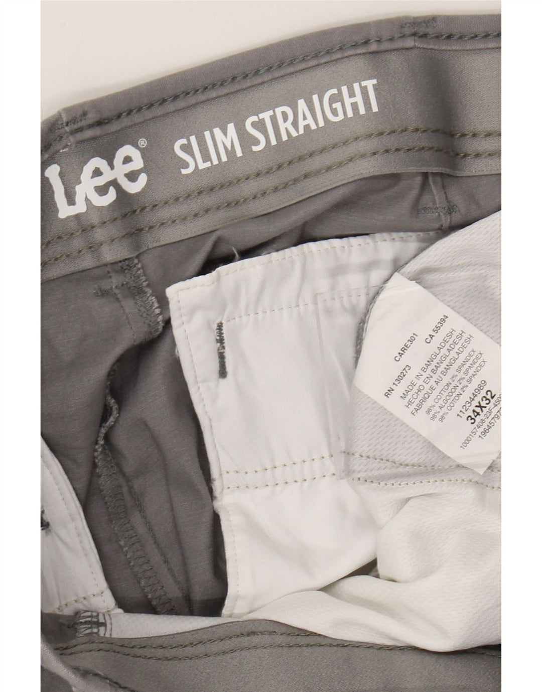 Pantaloni corti slim dritti da uomo LEE W34 L24 in cotone grigio