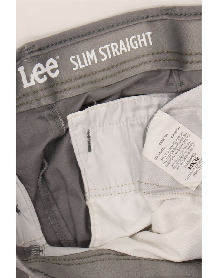 Pantaloni corti slim dritti da uomo LEE W34 L24 in cotone grigio