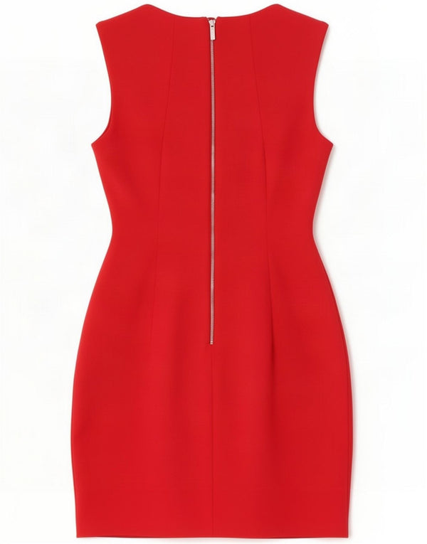 Karen Millen Abito tubino senza maniche da donna UK 10 Small Red Viscose