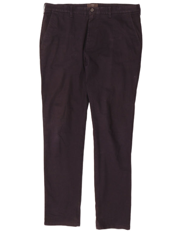 Pantaloni chino slim da uomo Marks & Spencer W38 L35 cotone blu navy