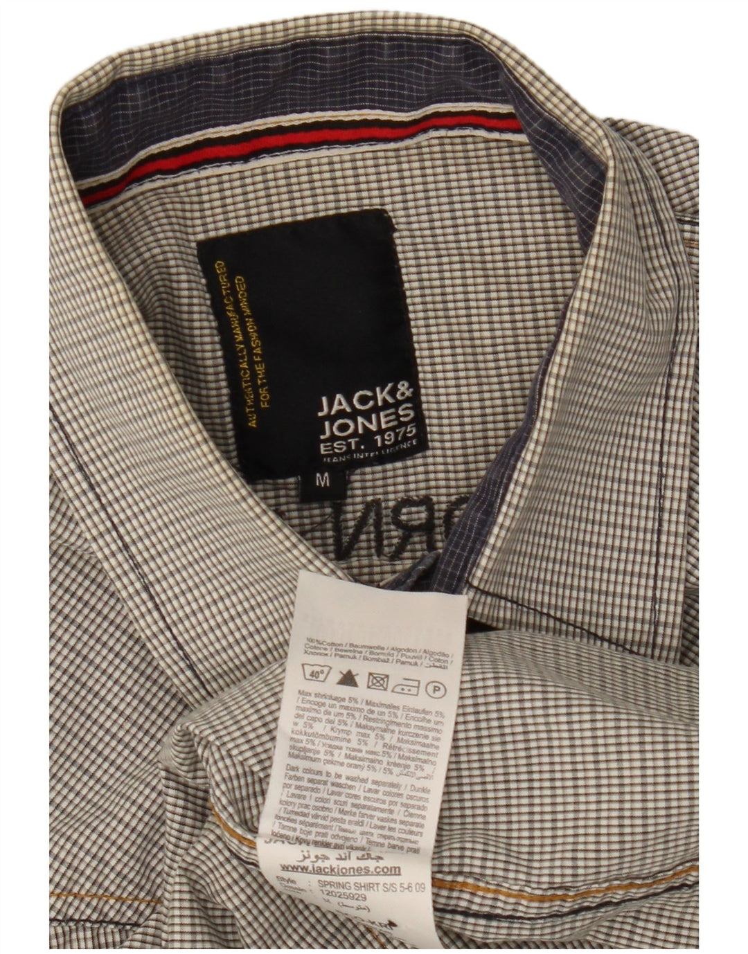 Camicia a maniche corte con grafica militare da uomo Jack & Jones a quadri grigio medio