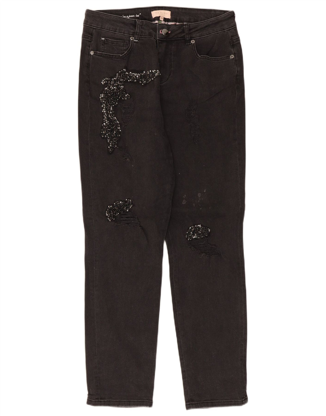 Jeans slim invecchiati da donna Ted Baker W28 L28 cotone nero