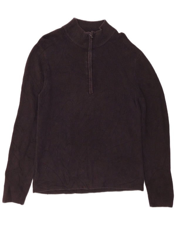 CALVIN KLEIN Maglione da uomo con zip e collo XL in cotone nero